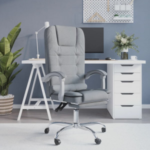 Cadeira de escritório reclinável com massagem de tecido cinza claro D