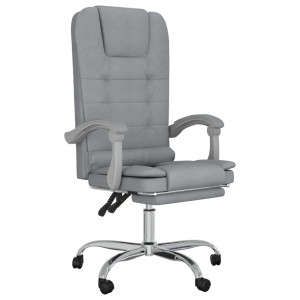 Silla de oficina reclinable con masaje de tela gris claro D