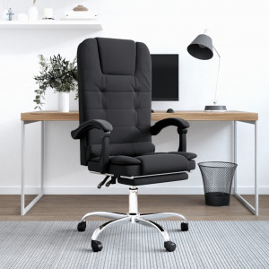 Cadeira de escritório reclinável para massagem em couro sintético preto D