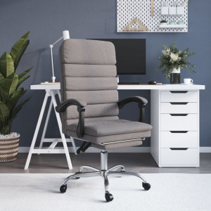 Silla de oficina reclinable con masaje tela gris taupé D