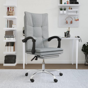 Cadeira de escritório reclinável em tecido cinza claro D