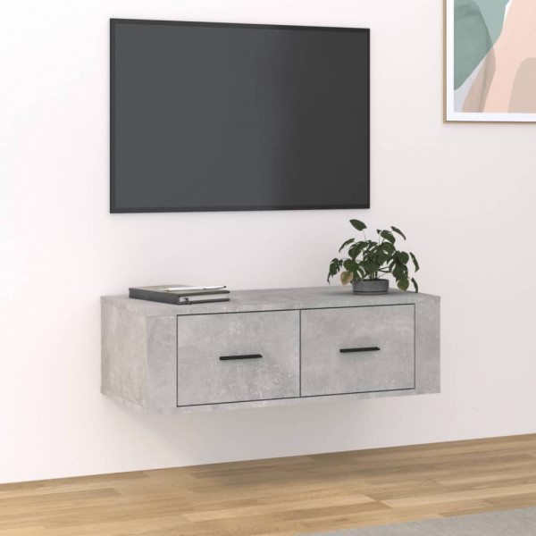 Mueble de TV colgante madera gris hormigón 80x36x25 cm D