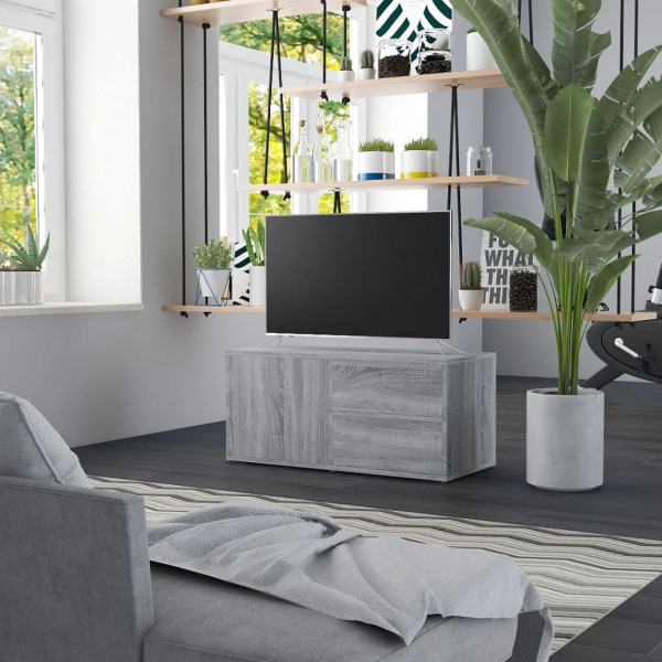 Mueble de TV madera contrachapada gris Sonoma 80x34x36 cm D