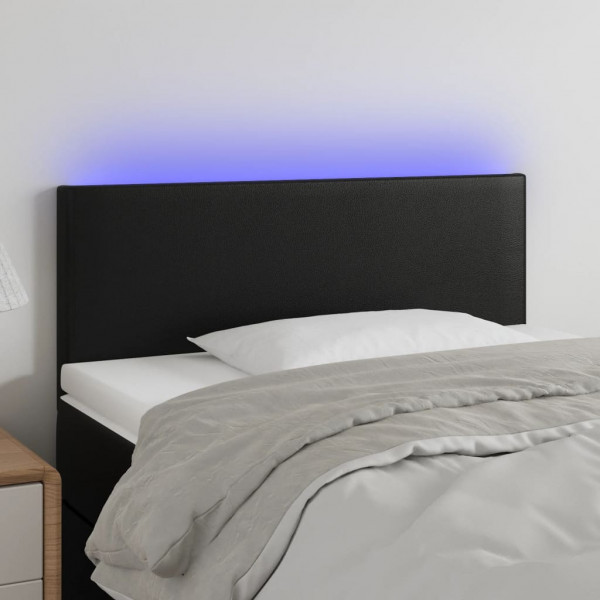 Cabeceira com luzes LED couro sintético preto 80x5x78/88 cm D