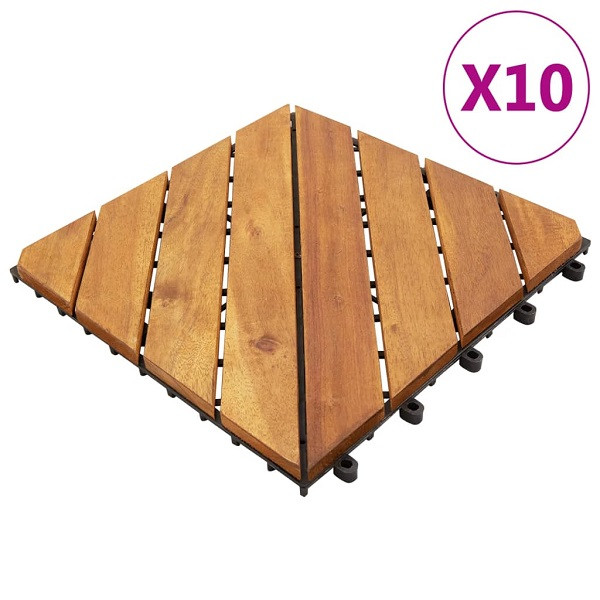 Baldosas de terraza 10 uds madera maciza de acacia 30x30 cm D