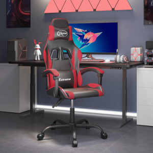 Silla gaming cuero sintético negro y rojo D