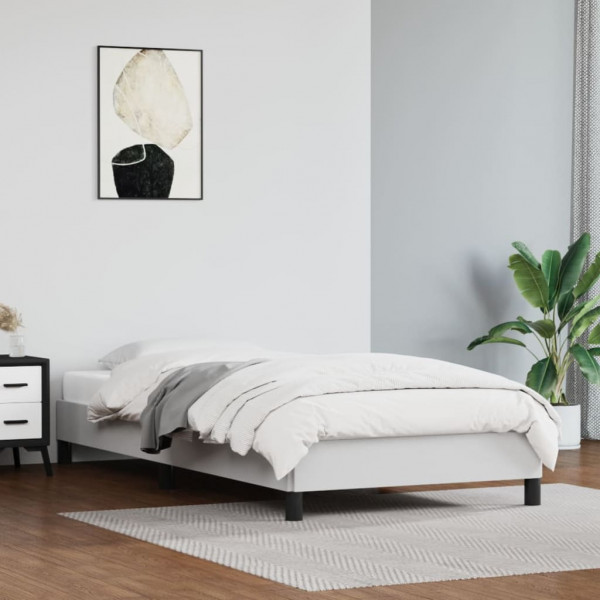 Estrutura de cama de couro sintético branco 80x200 cm D