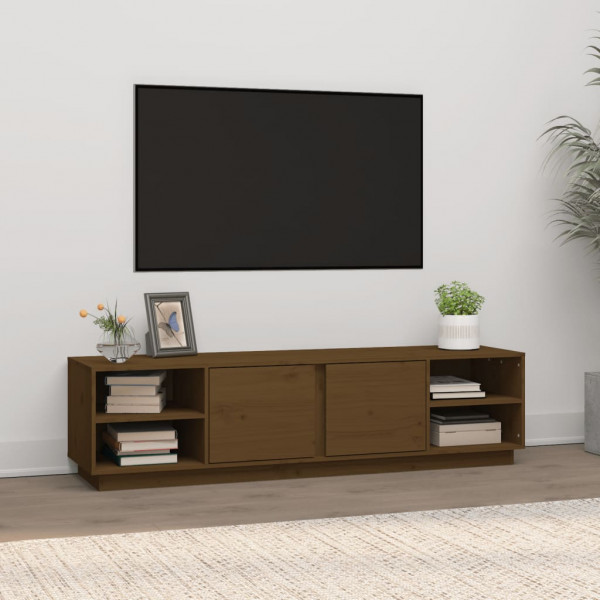 Mueble de TV madera maciza de pino marrón miel 156x40x40 cm D