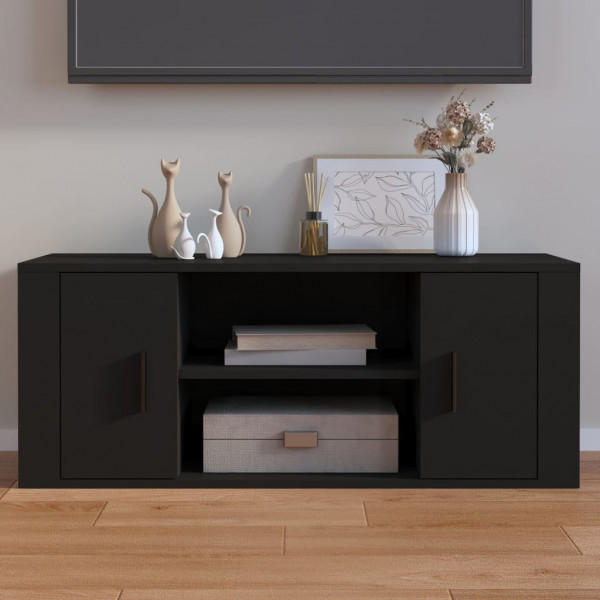 Mueble para TV madera contrachapada negra 100x35x40 cm D