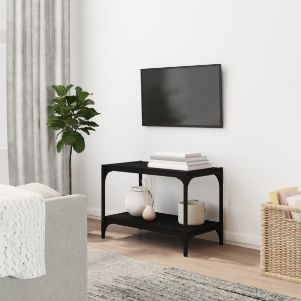 Mueble para TV madera contrachapada y acero negro 60x33x41 cm D