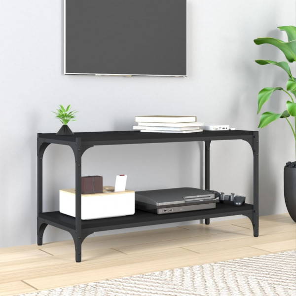 Mueble para TV madera contrachapada y acero negro 80x33x41 cm D