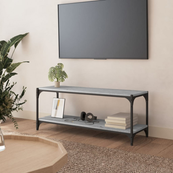Mobiliário de televisão revestido e aço cinza Sonoma 100x33x41 cm D