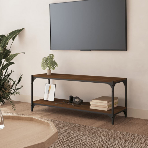 Móveis de TV brutados e aço marrom de carvalho 100x33x41 cm D