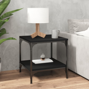 Mesa auxiliar de madera contrachapada negro 40x40x40 cm D