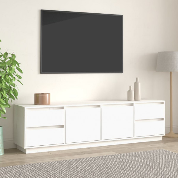 Mueble de TV madera maciza de pino blanco 176x37x47.5 cm D