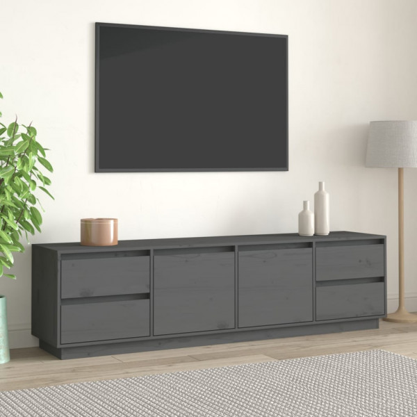 Móvel de TV em madeira maciça de pinho cinza 176x37x47,5 cm D