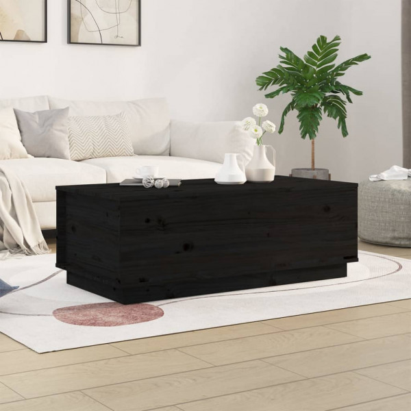 Mesa de centro de madeira maciça de pinho preto 100x50x35 cm D