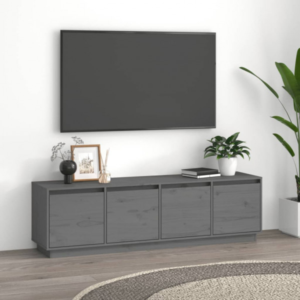 Mueble de TV madera maciza de pino gris 156x37x45 cm D
