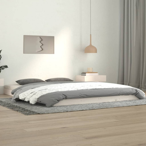 Estrutura de cama de madeira maciça de pinho branco 140x190 cm D