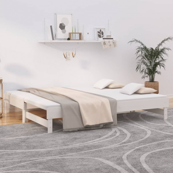 Sofá-cama removível em madeira maciça de pinho branco 2x(100x200) cm D