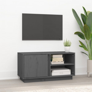 Mueble de TV madera maciza de pino gris 80x35x40.5 cm D