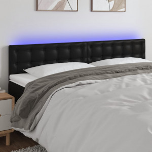 Cabecero con LED cuero sintético negro 160x5x78/88 cm D
