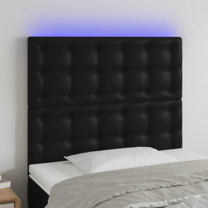 Cabecero con luces LED cuero sintético negro 80x5x118/128 cm D
