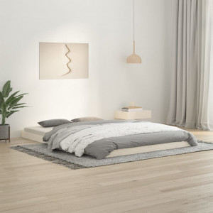 Estructura de cama madera maciza de pino blanco 140x200 cm D