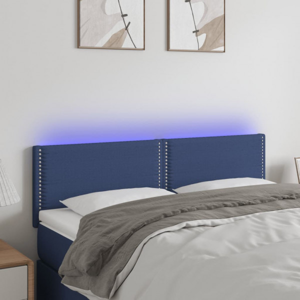 Cabeçalho com LED de tecido azul 144x5x78/88 cm D