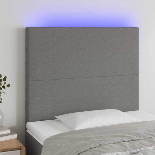 Cabeçalho com luzes LED tecido cinza escuro 80x5x118/128 cm D