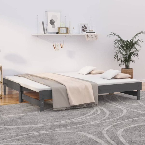Sofá-cama removível em madeira maciça de pinho cinza 2x(80x200) cm D