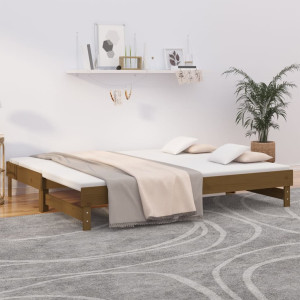 Sofá cama extraíble madera de pino marrón miel 2x(80x200) cm D