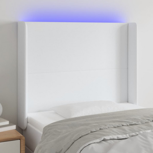 Cabeçalho com LED couro sintético branco 103x16x118/128 cm D