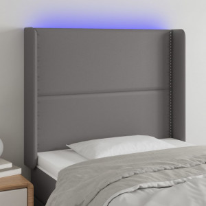 Cabecero con LED cuero sintético gris 103x16x118/128cm D