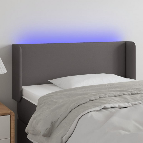 Cabeçalho com LED couro sintético cinza 103x16x78/88 cm D