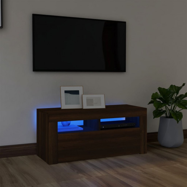 Mobiliário de televisão com luzes LED 90x35x40 cm D