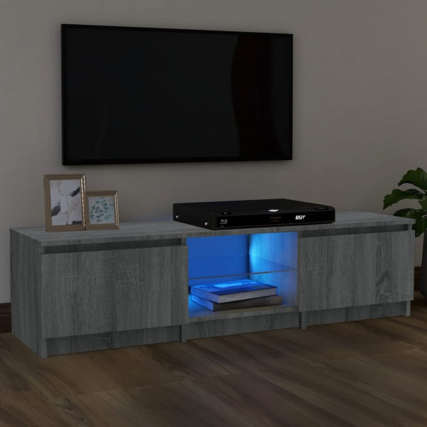 Mueble para TV con luces LED gris Sonoma 140x40x35.5 cm D