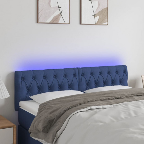 Cabeçalho com LED de tecido azul 144x7x78/88 cm D