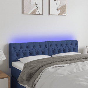 Cabecero con LED de tela azul 160x7x78/88 cm D