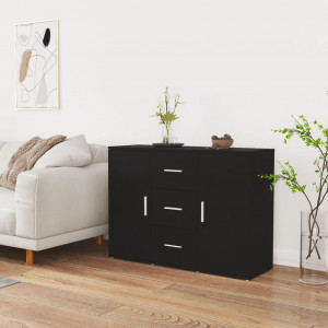 Aparador de madera contrachapada negro 91x29.5x65 cm D