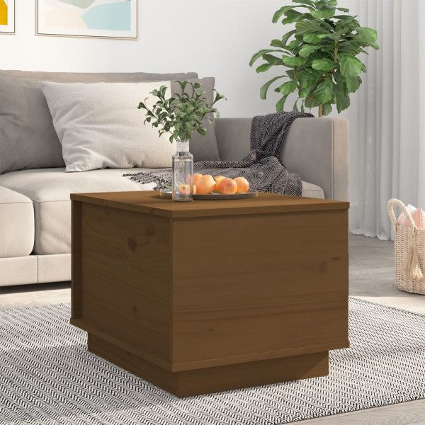 Mesa de centro madeira maciça de pinho marrom mel 40x50x35 cm D