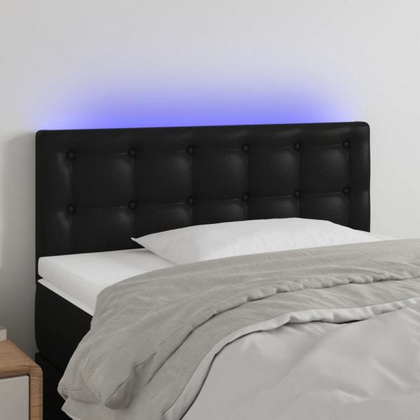 Cabeçalho com LED couro sintético preto 100x5x78/88 cm D