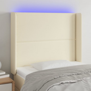 Cabecero con LED cuero sintético color crema 93x16x118/128 cm D