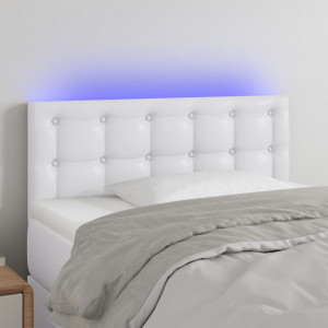 Cabecero con LED cuero sintético blanco 90x5x78/88 cm D