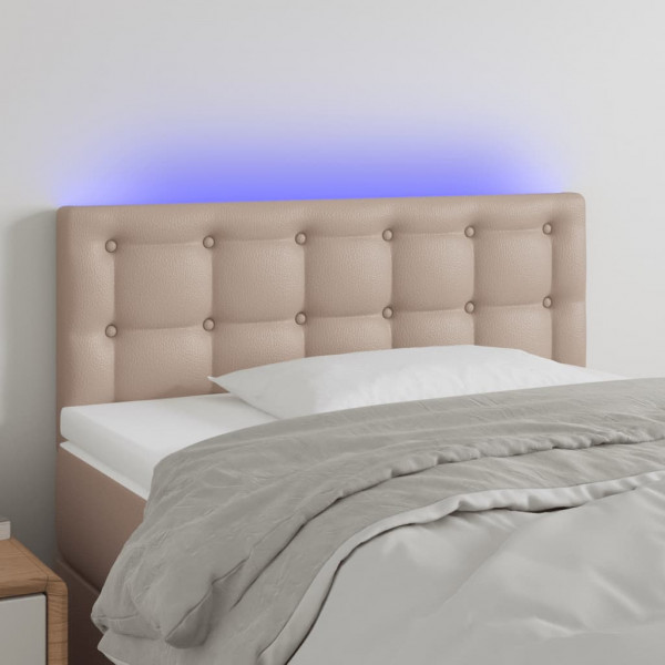 Cabeceira com LED couro sintético cor cappuccino 100x5x78/88 cm D