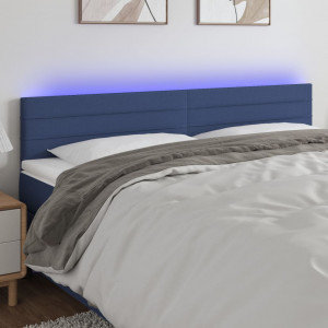 Cabecero con LED de tela azul 160x5x78/88 cm D