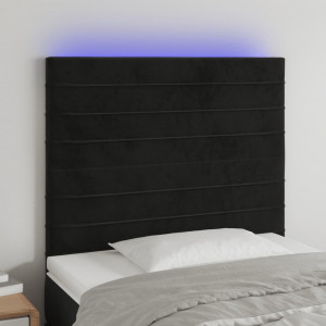 Cabecero con luces LED terciopelo negro 80x5x118/128 cm D