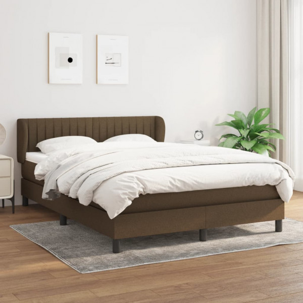 Cama box spring com colchão tecido marrom escuro 140x190 cm D