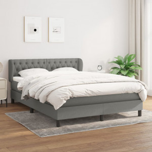 Cama box spring con colchón tela gris oscuro 140x190 cm D