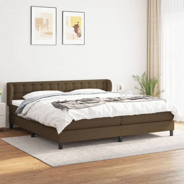 Cama box spring con colchón tela marrón oscuro 200x200 cm D